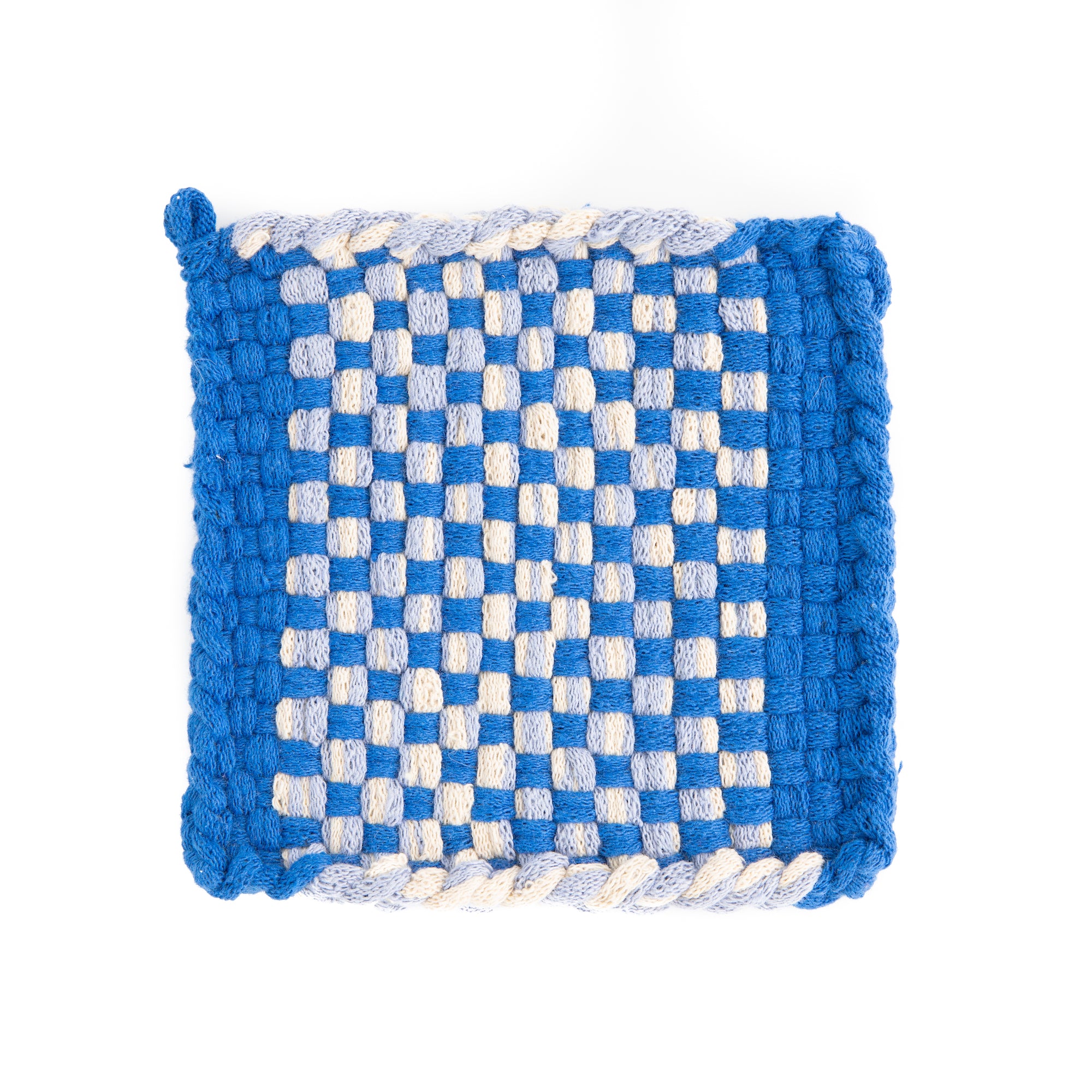 One-of-a-kind potholder in Blue/ mixed blues – Kate Kilmurray