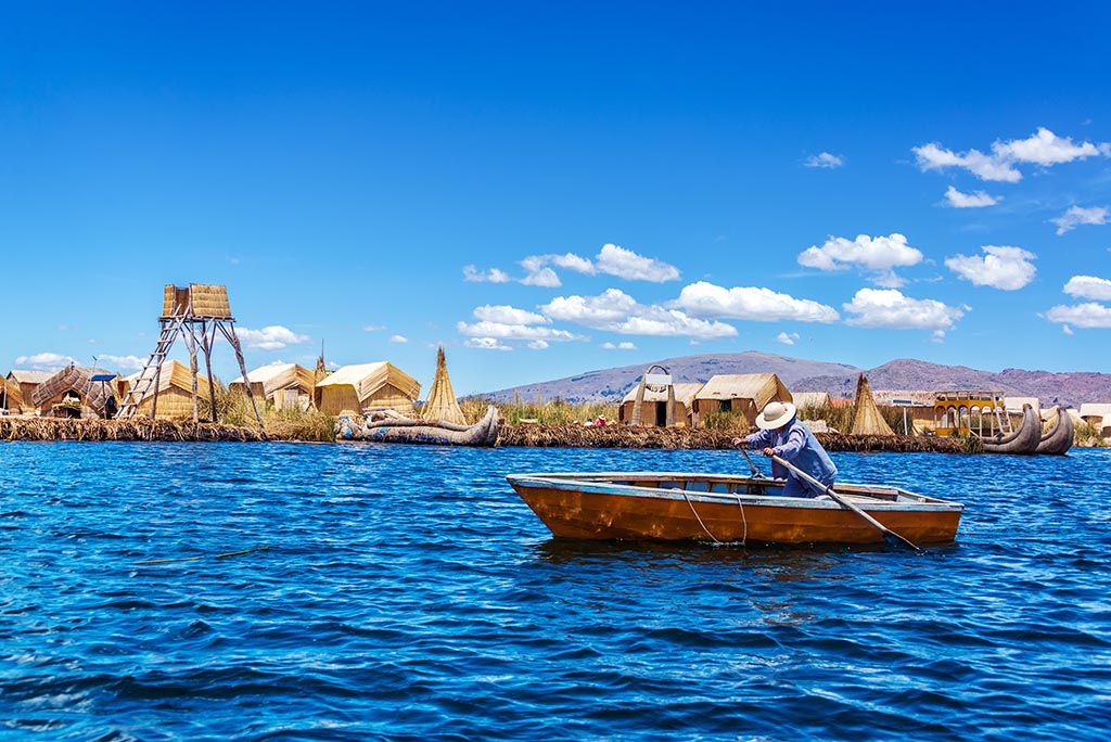 Small boat at lake Titicaca