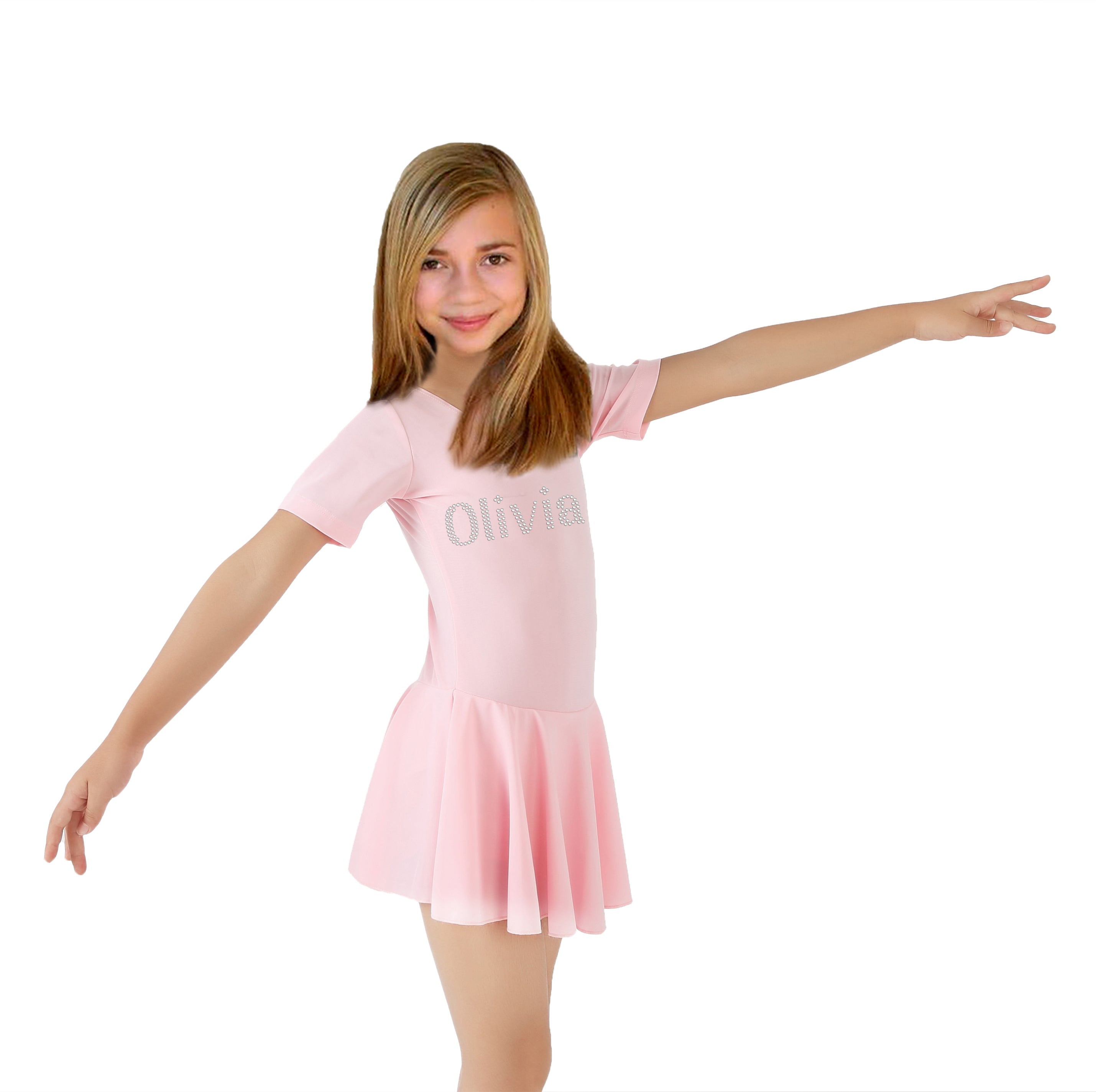 Varsany Personalised Girls Pink Ballet Leotard Skirt Gymnastics 