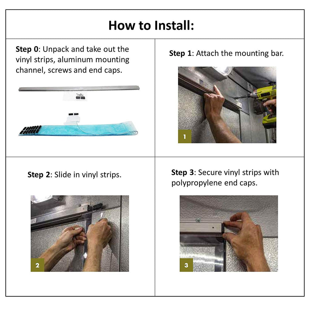 Awoco 38 X 84 Vinyl Strip Climate Control Curtain Kit Slide In Strips Perfect For Freezers Coolers And Warehouse Doors Nsf Approved