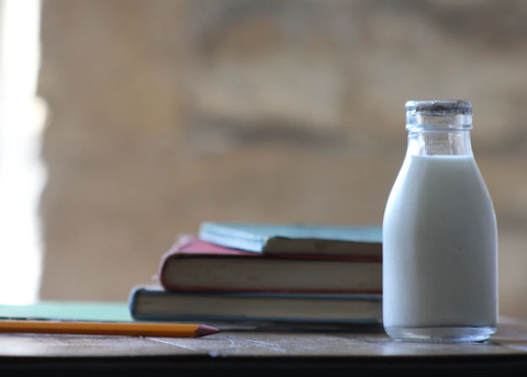 small glass bottle milk