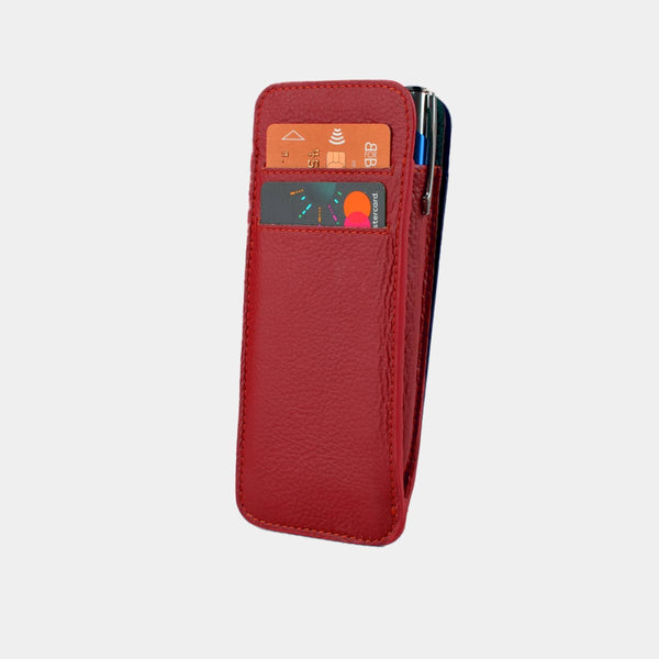 Etui carte bancaire anti piratage 6 CB + billets Cuir rouge