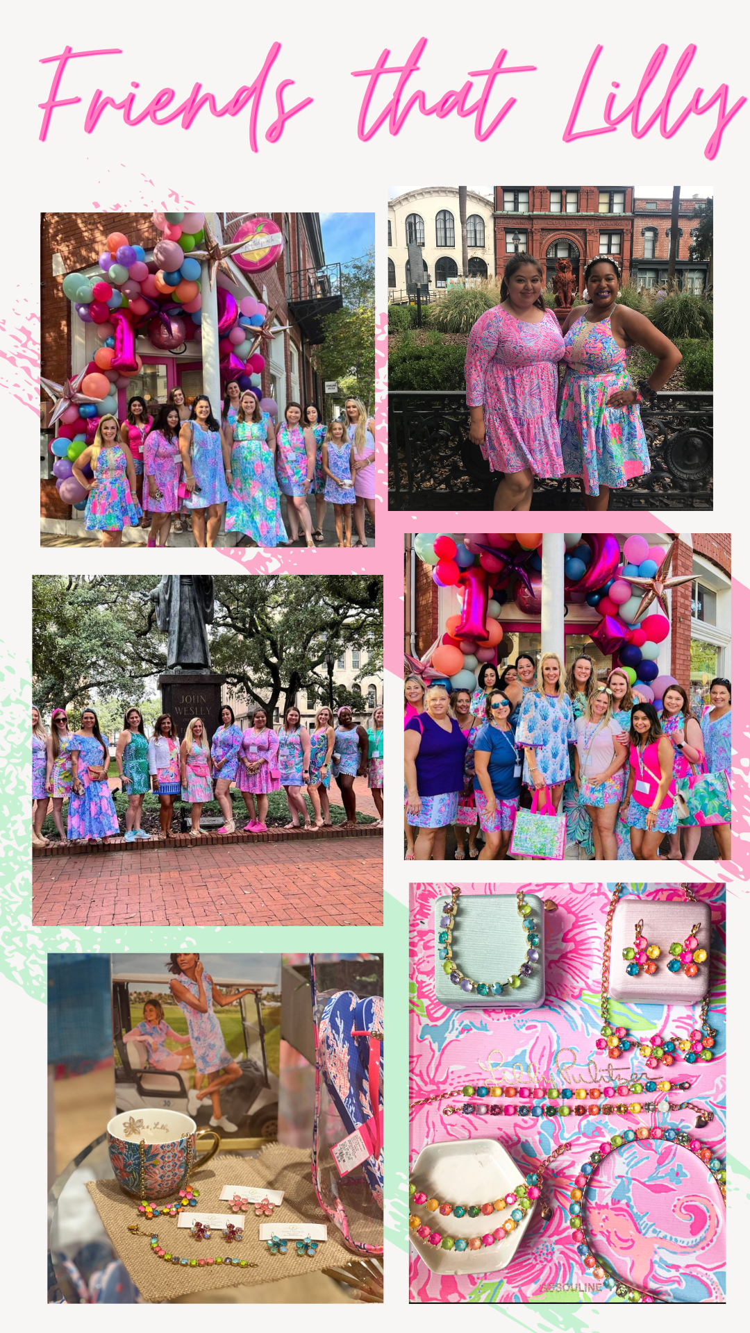  A fun group of Lilly Pulitzer lovers, exploring Savannah, GA. Wearing our jewelry. 