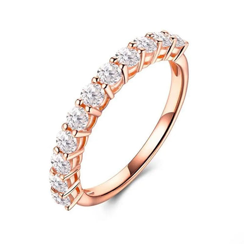 14k Rose Gold Anniversary Ring / Wedding Band 0.8ct Total Moissanite Engagement Rings & Jewelry | Luxus Moissanite