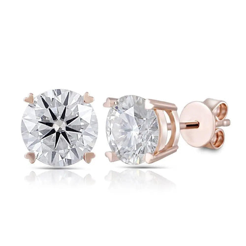 14k Rose Gold Moissanite Stud Earrings 2ctw Moissanite Engagement Rings & Jewelry | Luxus Moissanite