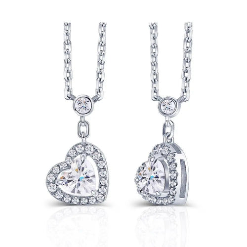 14k White Gold Heart Moissanite Necklace 0.3ct Center Stone Moissanite Engagement Rings & Jewelry | Luxus Moissanite