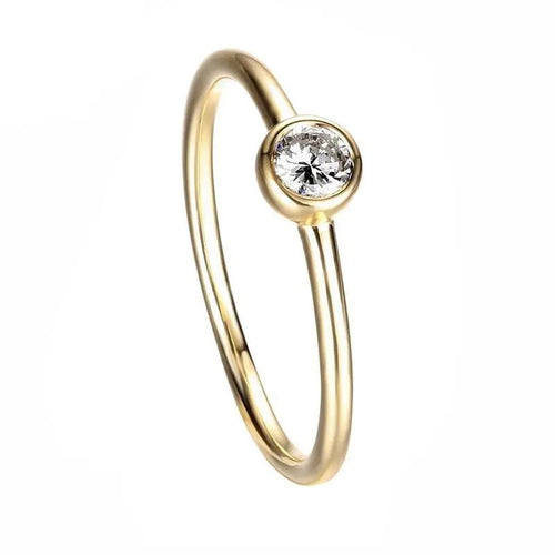 14k Yellow Gold Bezel Set Solitaire Moissanite Ring 0.25ct Moissanite Engagement Rings & Jewelry | Luxus Moissanite