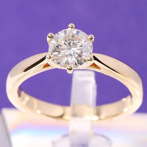 14k Yellow Gold Solitaire Moissanite Ring 1ct Moissanite Engagement Rings & Jewelry | Luxus Moissanite