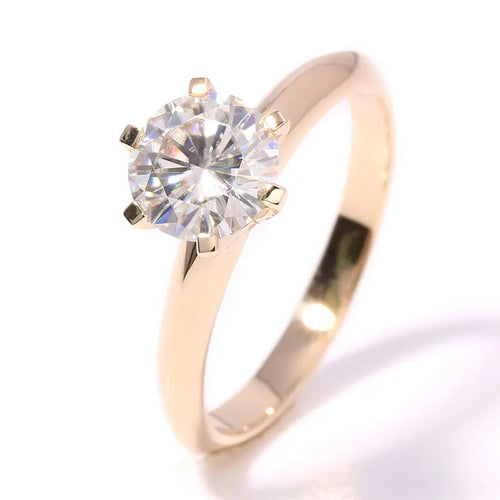 14k Yellow Gold Solitaire Moissanite Ring 2ct Moissanite Engagement Rings & Jewelry | Luxus Moissanite