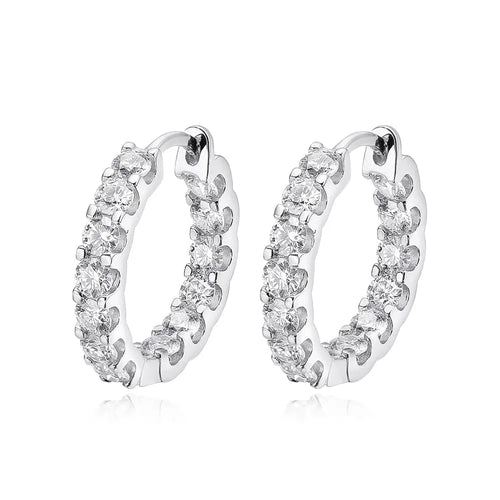 GOLD PLATED SILVER MOISSANITE HOOP EARRINGS 2.6CTW Moissanite Engagement Rings & Jewelry | Luxus Moissanite