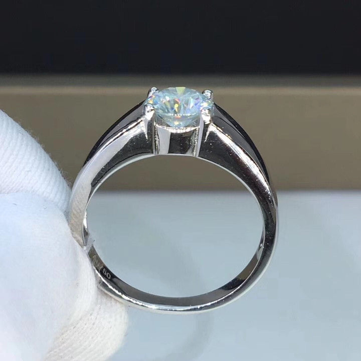Platinum Plated Silver Solitaire Moissanite Ring 1ct Moissanite Engagement Rings Jewelry Luxus Moissanite