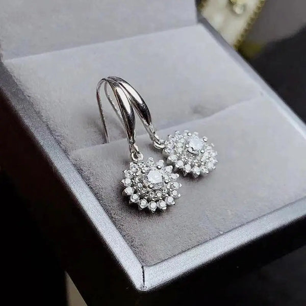 White Gold Plated Silver Square Halo Moissanite Earrings 2ctw