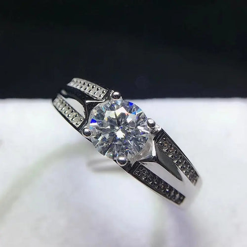 White Gold Plated Silver Dual Band Moissanite Ring 1ct Moissanite Engagement Rings & Jewelry | Luxus Moissanite || Double Band Promise Ring