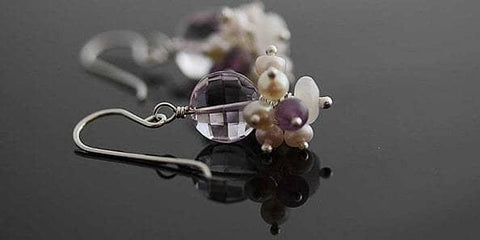 pearls and gemstones earrings in sterling silver