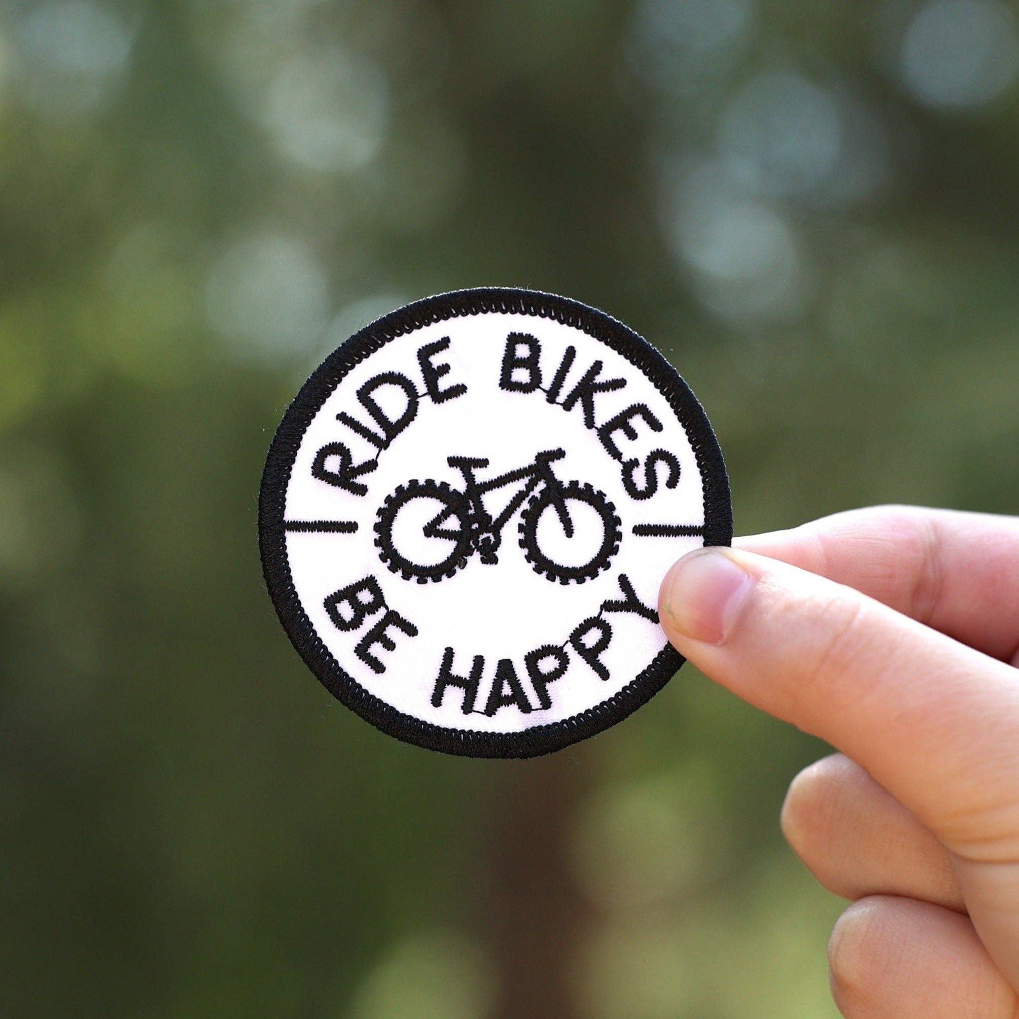 Squatchy - Ride Bikes Be Happy Patch | Iron On Embroidered Patch | Grea: 1 Patch