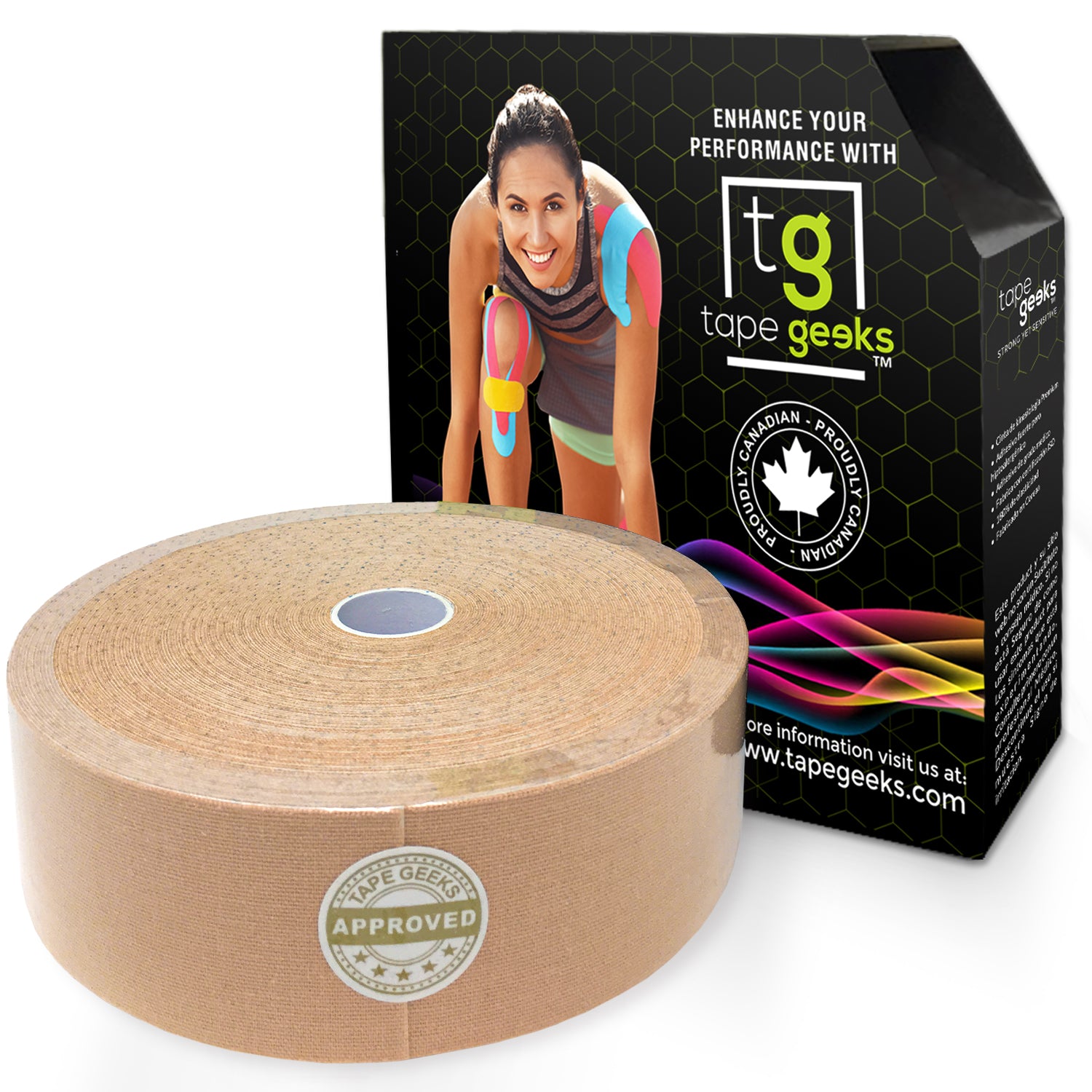 TapeGeeks Athletic Tape, Kinesiology Tape Roll - Hypoallergenic Sports K  Tape, Kinesio Tape, Medical Tape for Sensitive Skin, Wrist Tape, Boob Tape