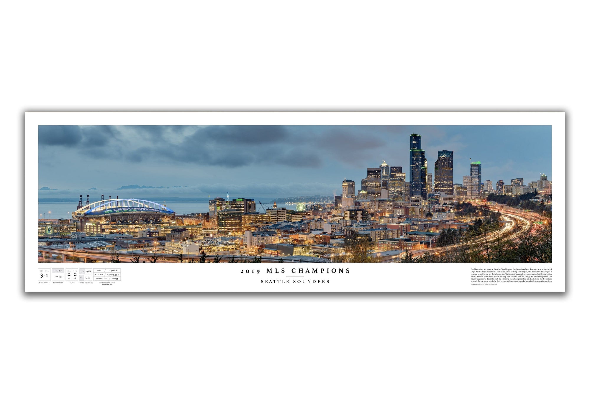 Chris Fabregas Fine Art Photography Panoramic Poster Seattle Sounders MLS Cup Championship Poster 2019 Wall Art print