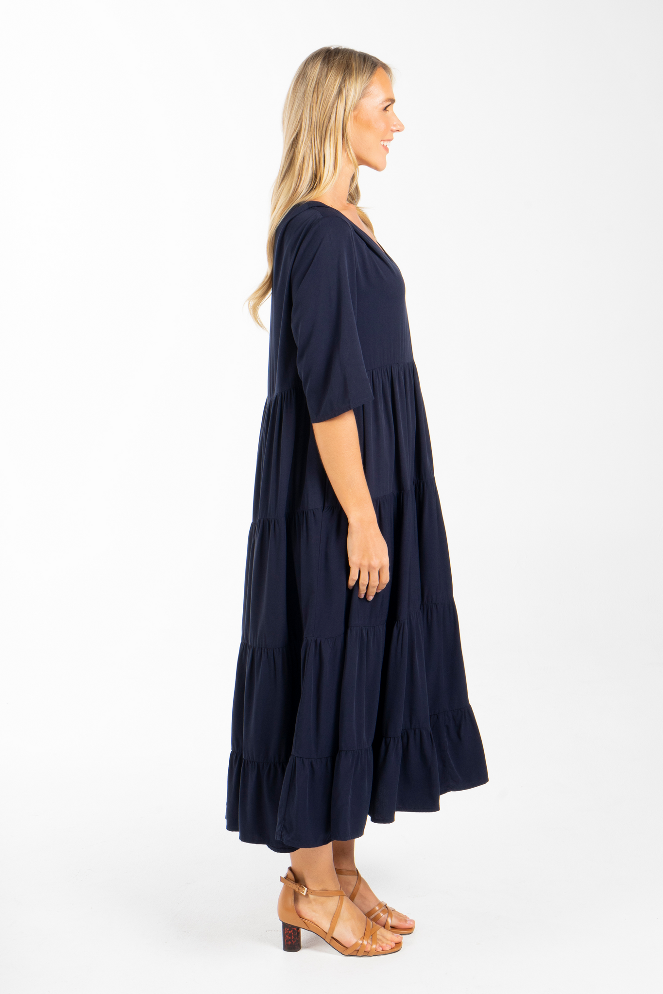 Ruffle Dress in Navy – PQ Collection