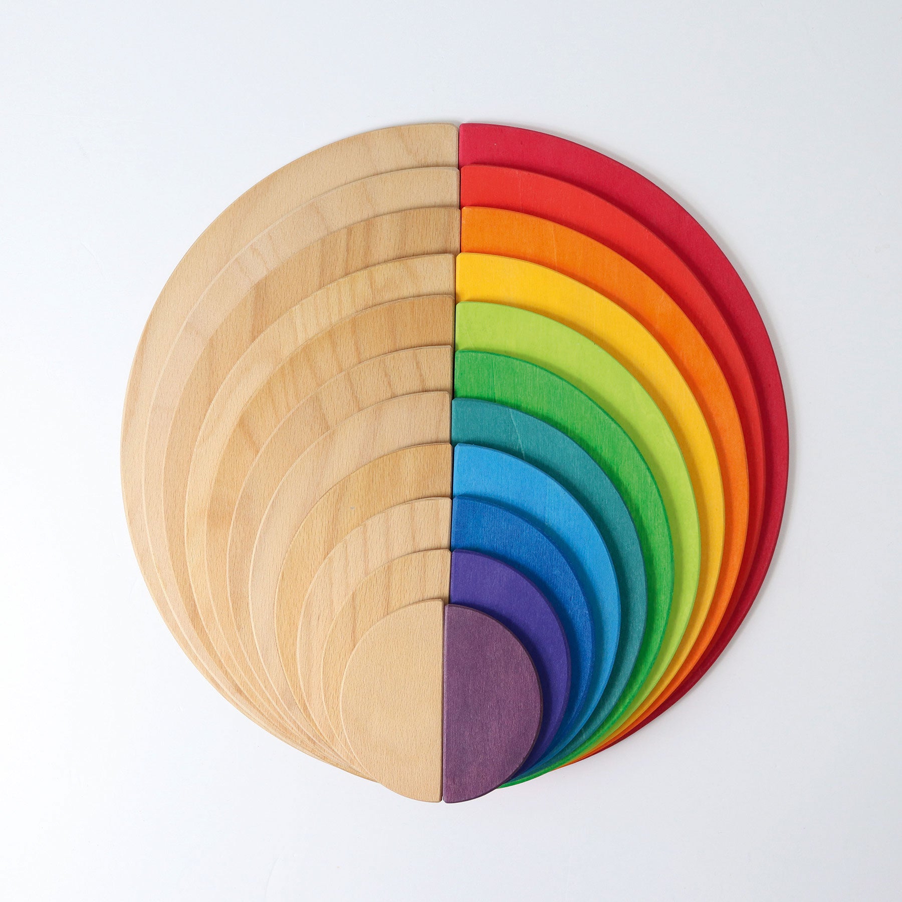 Regenboog R verkoudheid Grimm`s halve cirkel platen in natuurlijk hout – The Mini Story