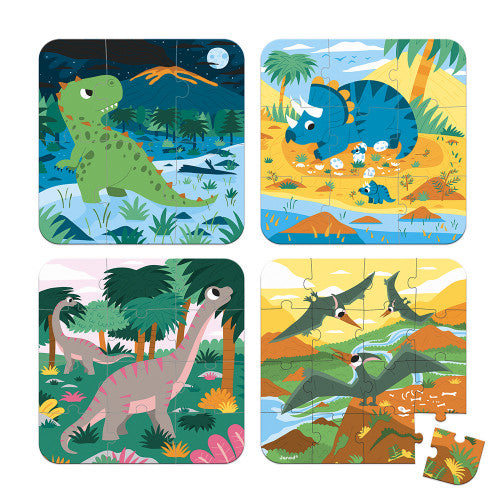Janod 4 dinosaurus puzzels van 9, 12 en 16 – The Mini Story