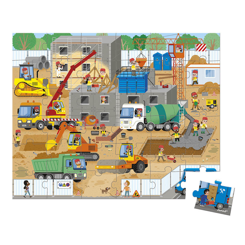 worm Krijger Lezen Janod puzzel op de bouwplaats 36 stukken – The Mini Story
