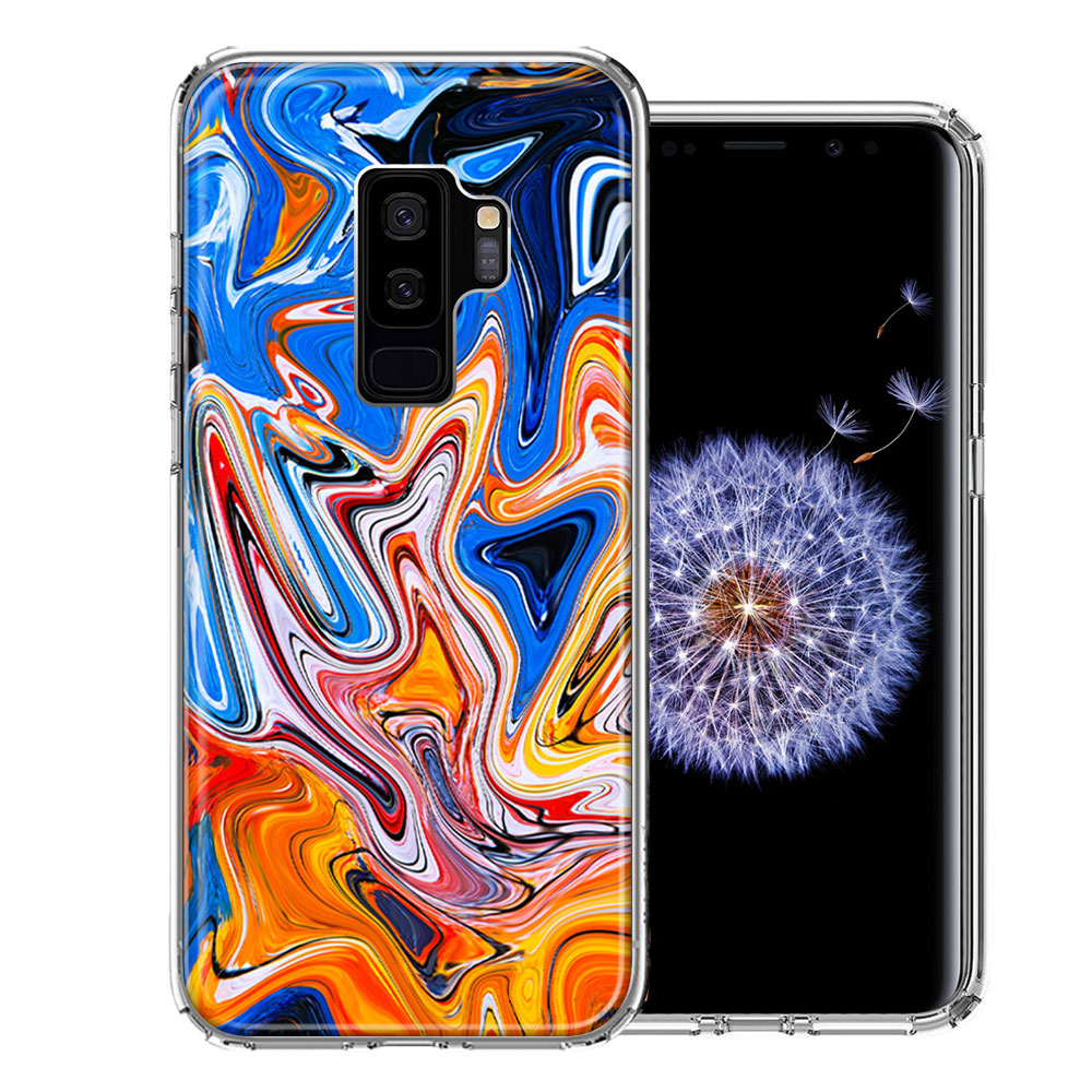Samsung Galaxy S9 Plus Blue Orange Abstract Design Double Layer Phone Case Cover