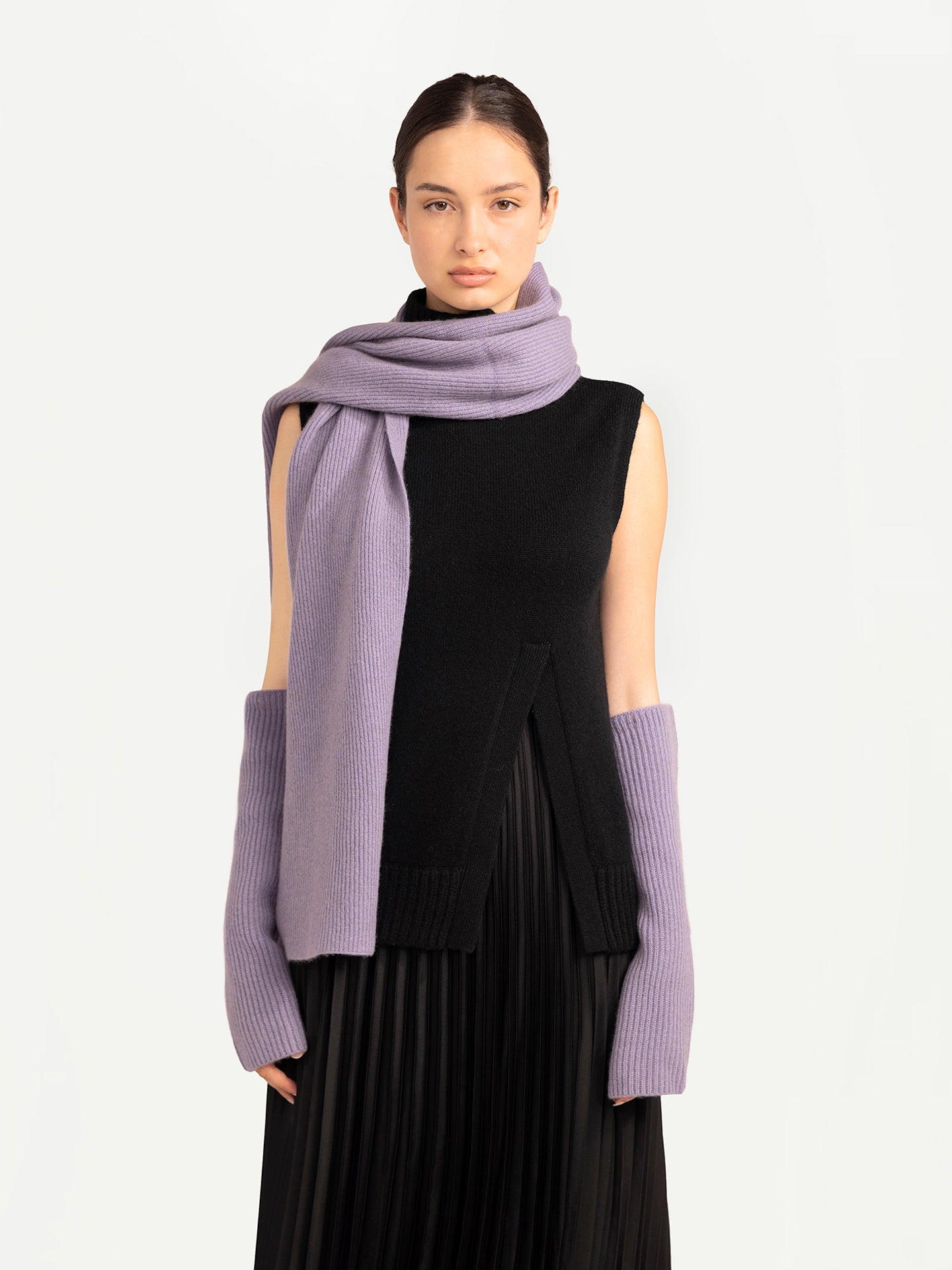 Unisex Oversized Cashmere Scarf Purple ash - Gobi Cashmere