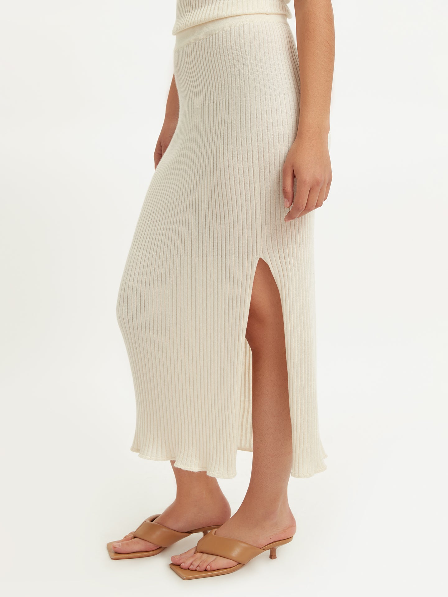 Women's Silk Cashmere Midi Skirt Marshmallow - Gobi Cashmere