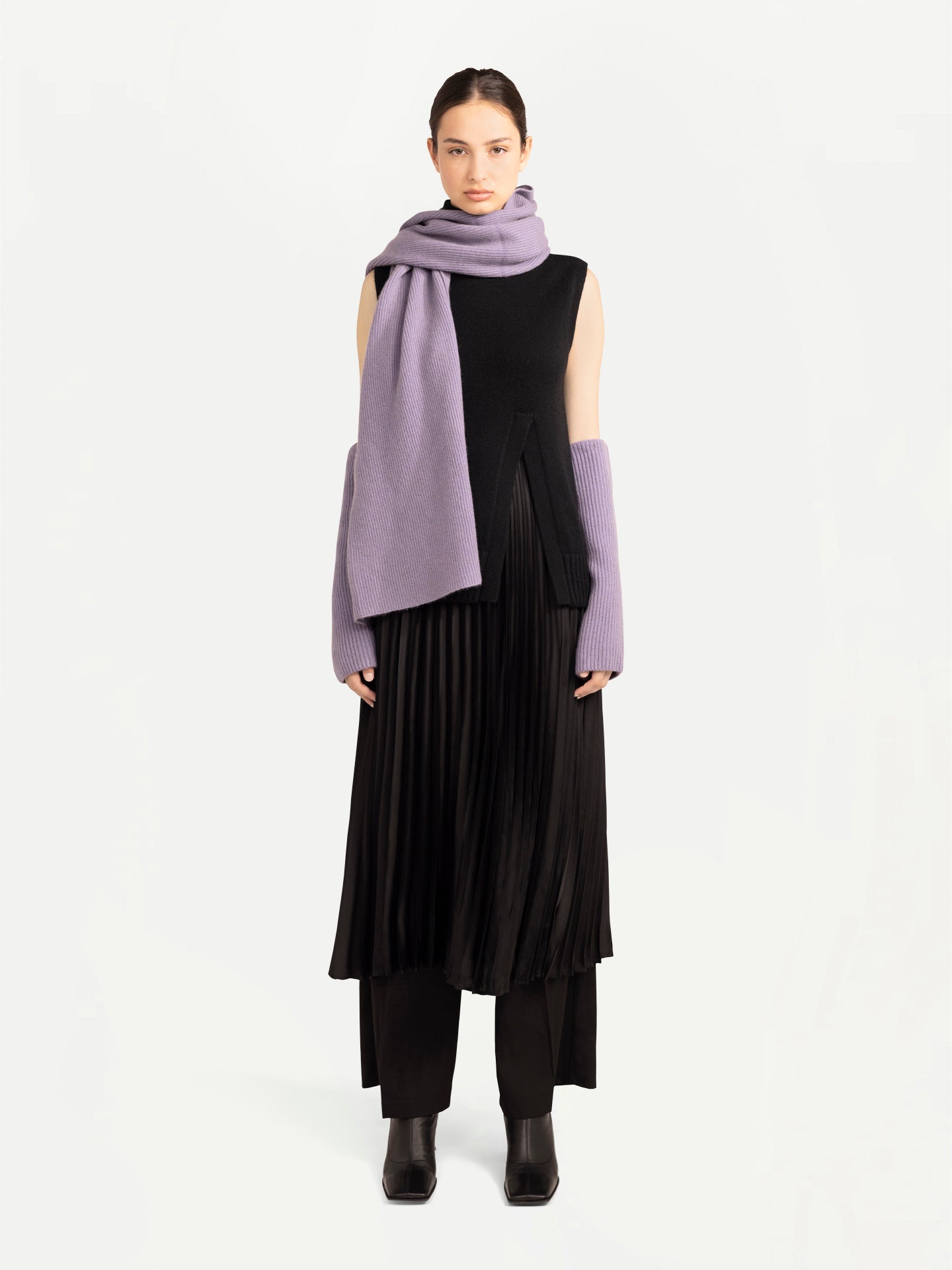 Unisex Oversized Cashmere Scarf Purple ash - Gobi Cashmere