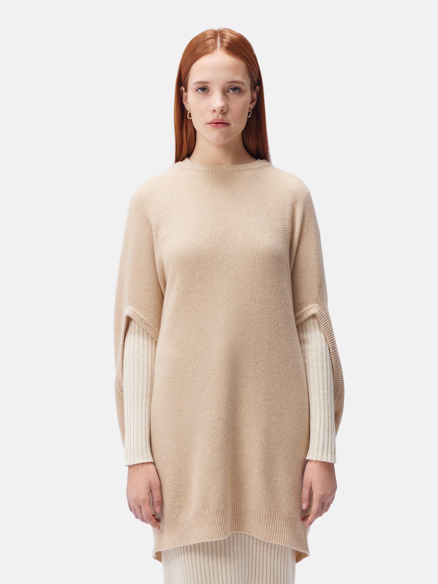 Women's Cashmere Cocoon Sweater Beige - Gobi Cashmere