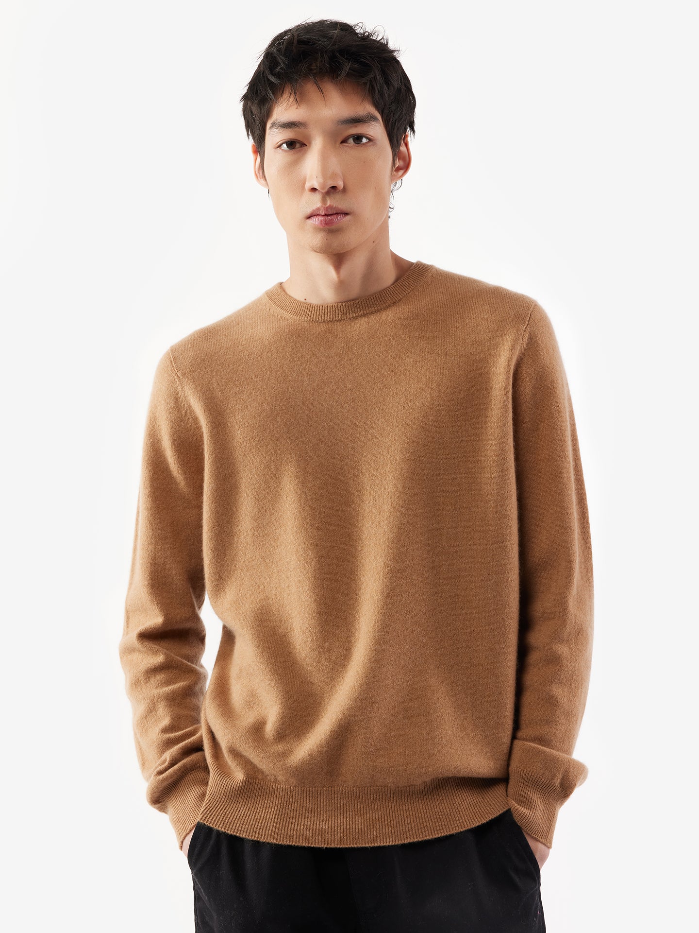 Men's Cashmere Crew Neck Sheepskin - Gobi Cashmere