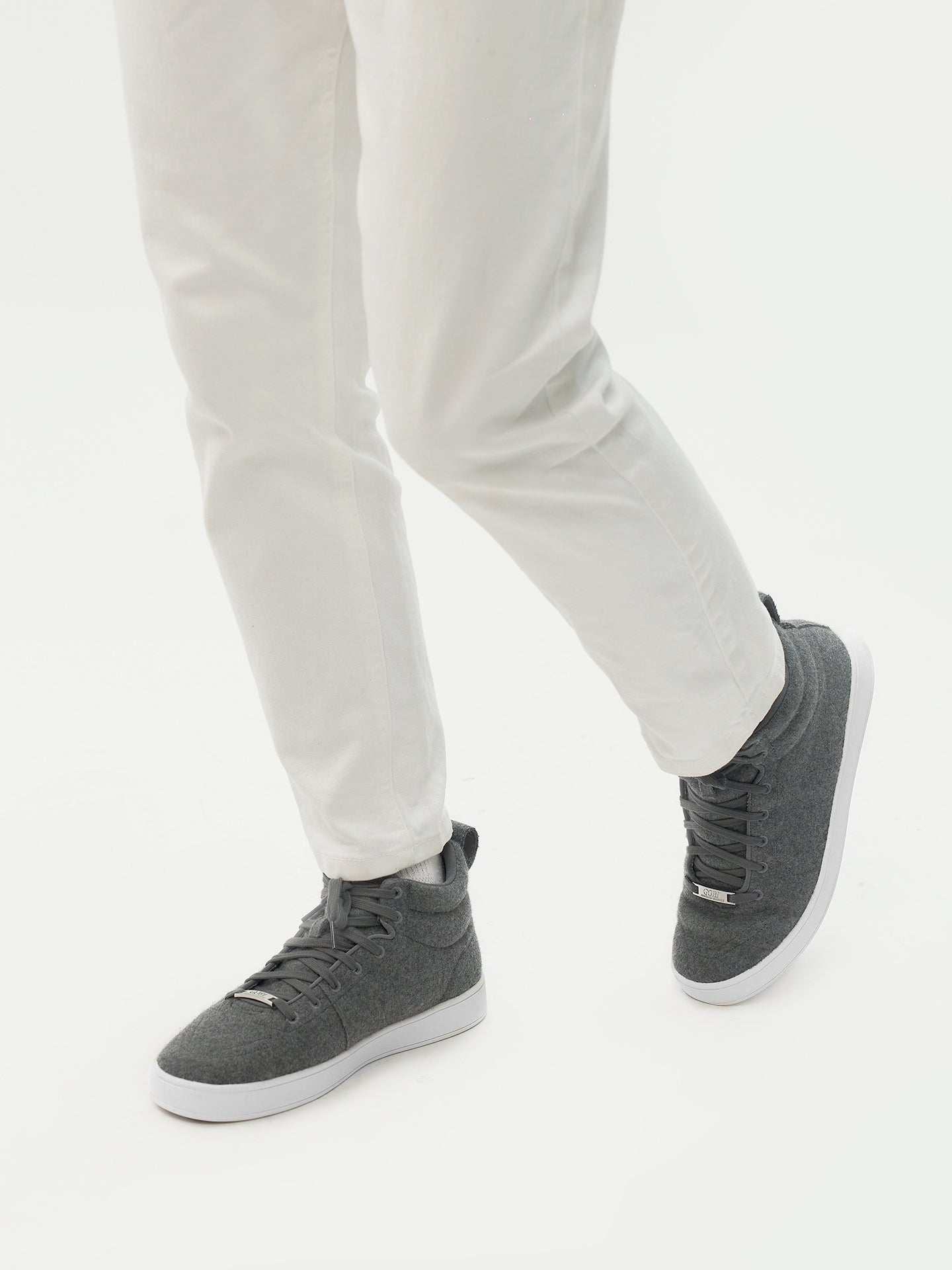 Unisex Cashmere High-Top Sneakers Stone Gray - Gobi Cashmere