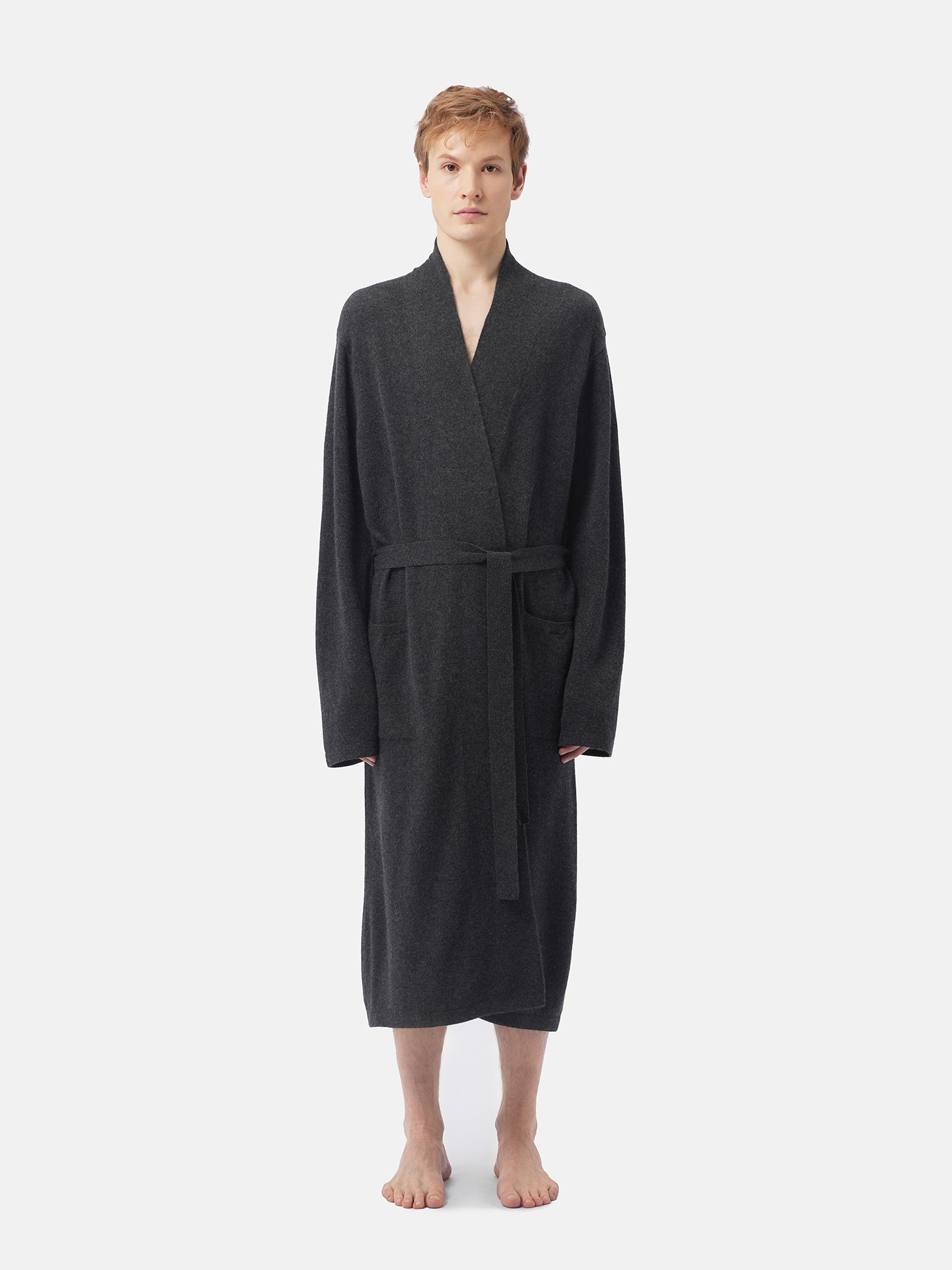 Men's Cashmere Robe Charcoal - Gobi Cashmere