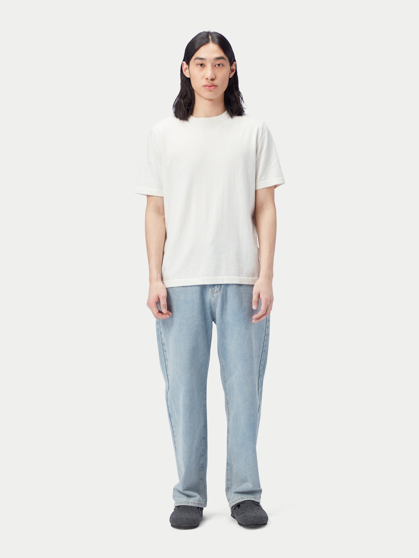 Men's Cotton Silk Cashmere Blend T-shirt Whisper White - Gobi Cashmere