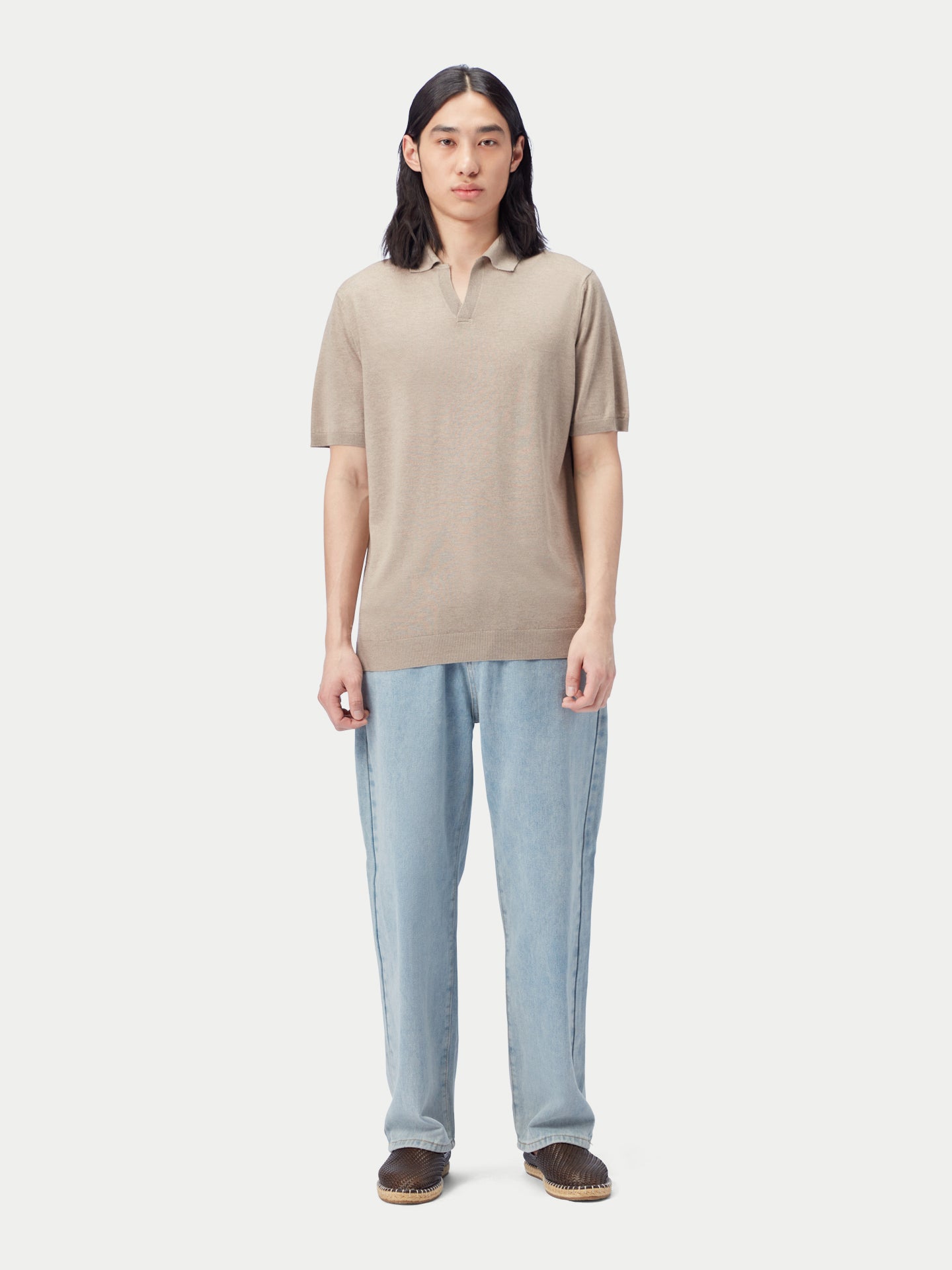 Men's Silk Cashmere Polo Shirt Nomad - Gobi Cashmere