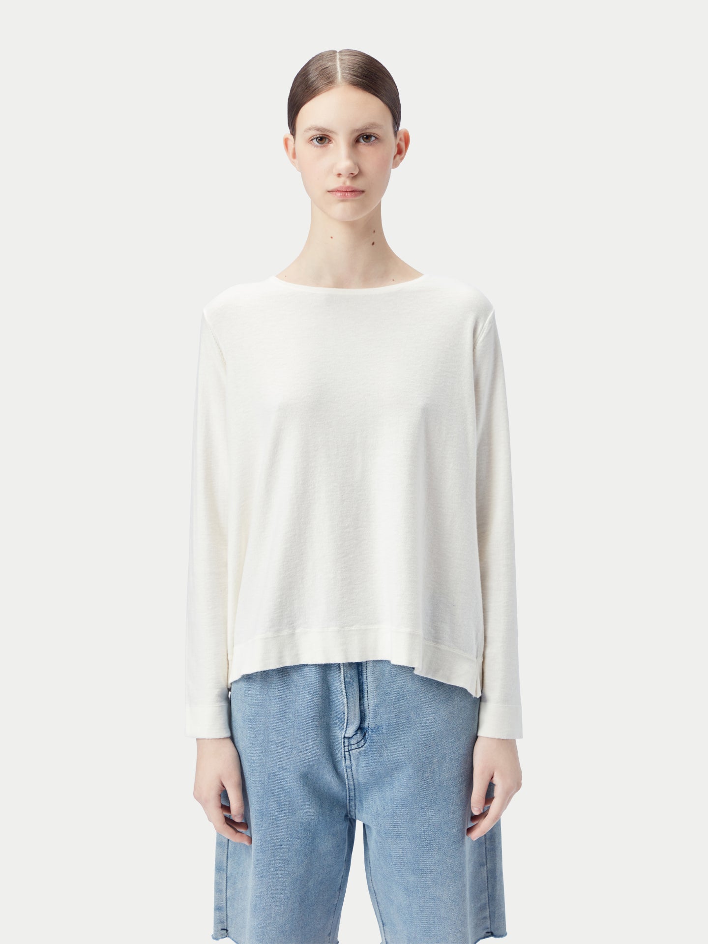 Women's Boatneck Cotton Silk Cashmere Blend Sweater Whisper White - Gobi Cashmere