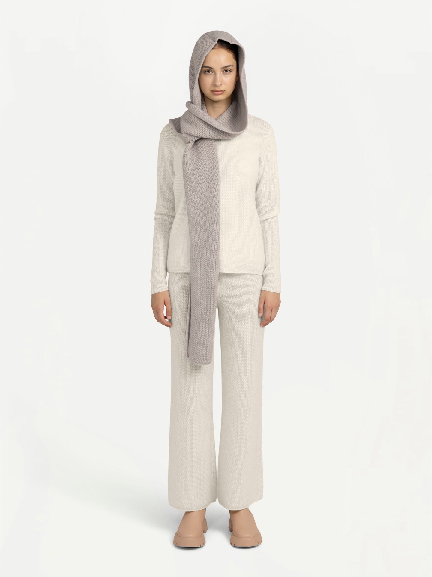 Hooded Cashmere Scarf Grey - Gobi Cashmere 