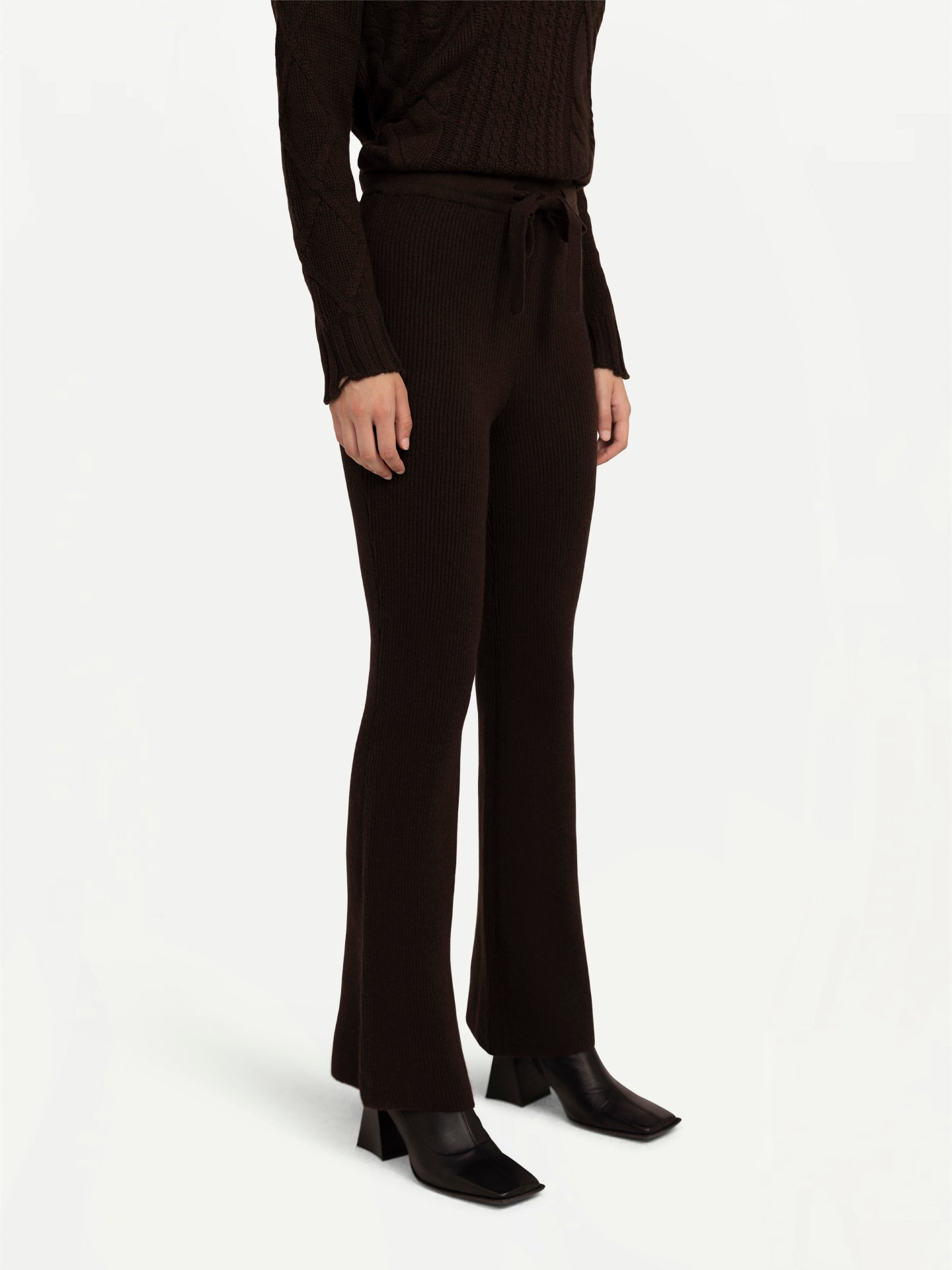 Women's Cashmere Ribbed-Knit Pants Wren - Gobi Cashmere