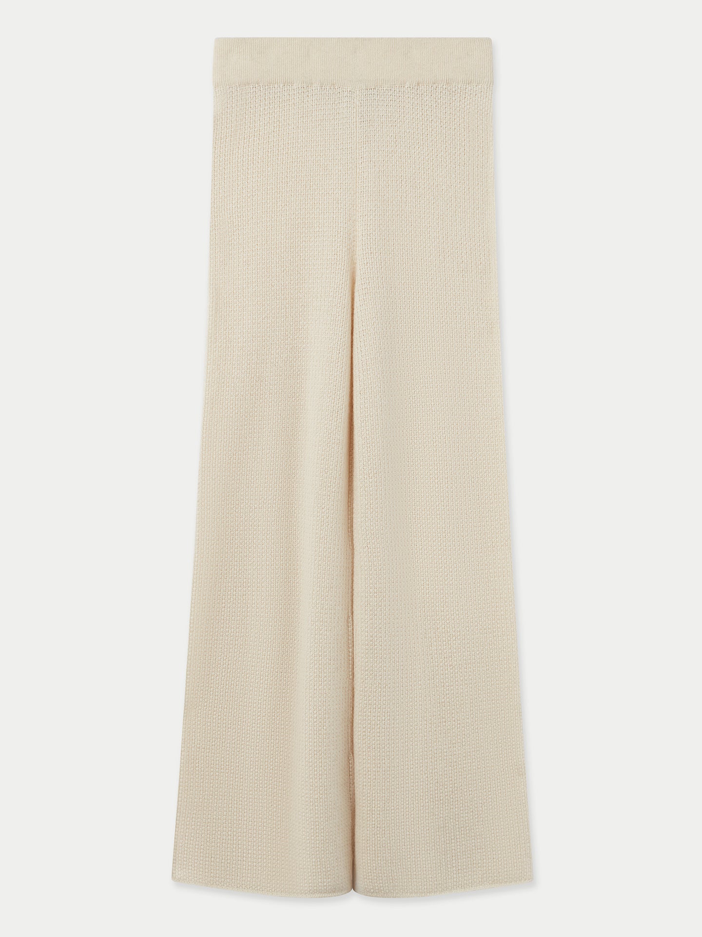 Women's Organic Colour Cashmere Rib-Knit Flare Pants Off White - Gobi Cashmere