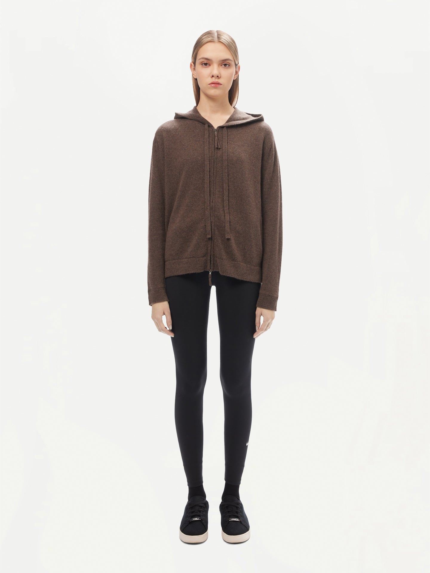 Women's Cashmere Zip-Up Hoodie Cocoa - Gobi Cashmere 