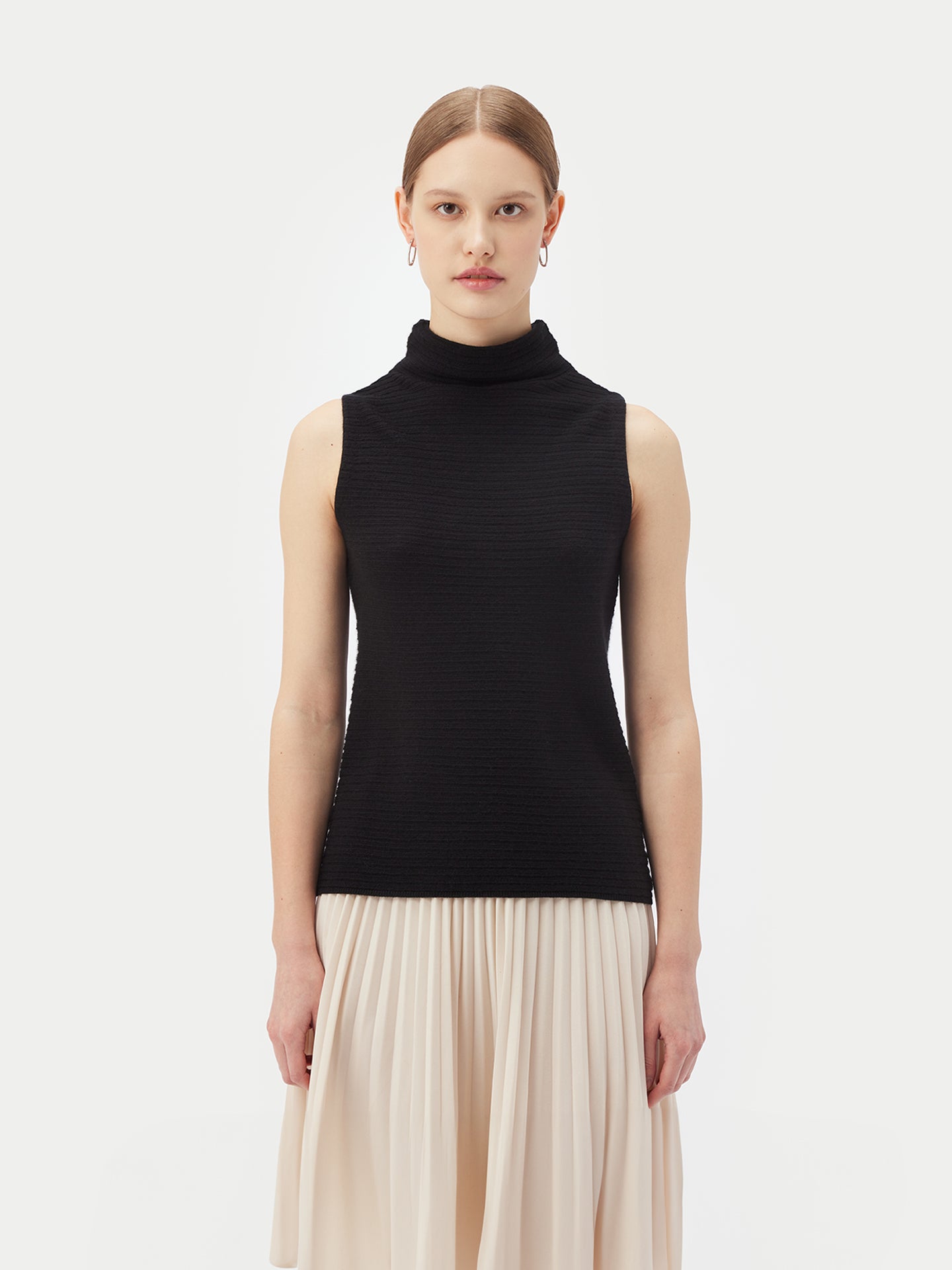 Women's Lightweight Silk Cashmere Turtleneck Black | GOBI Cashmere