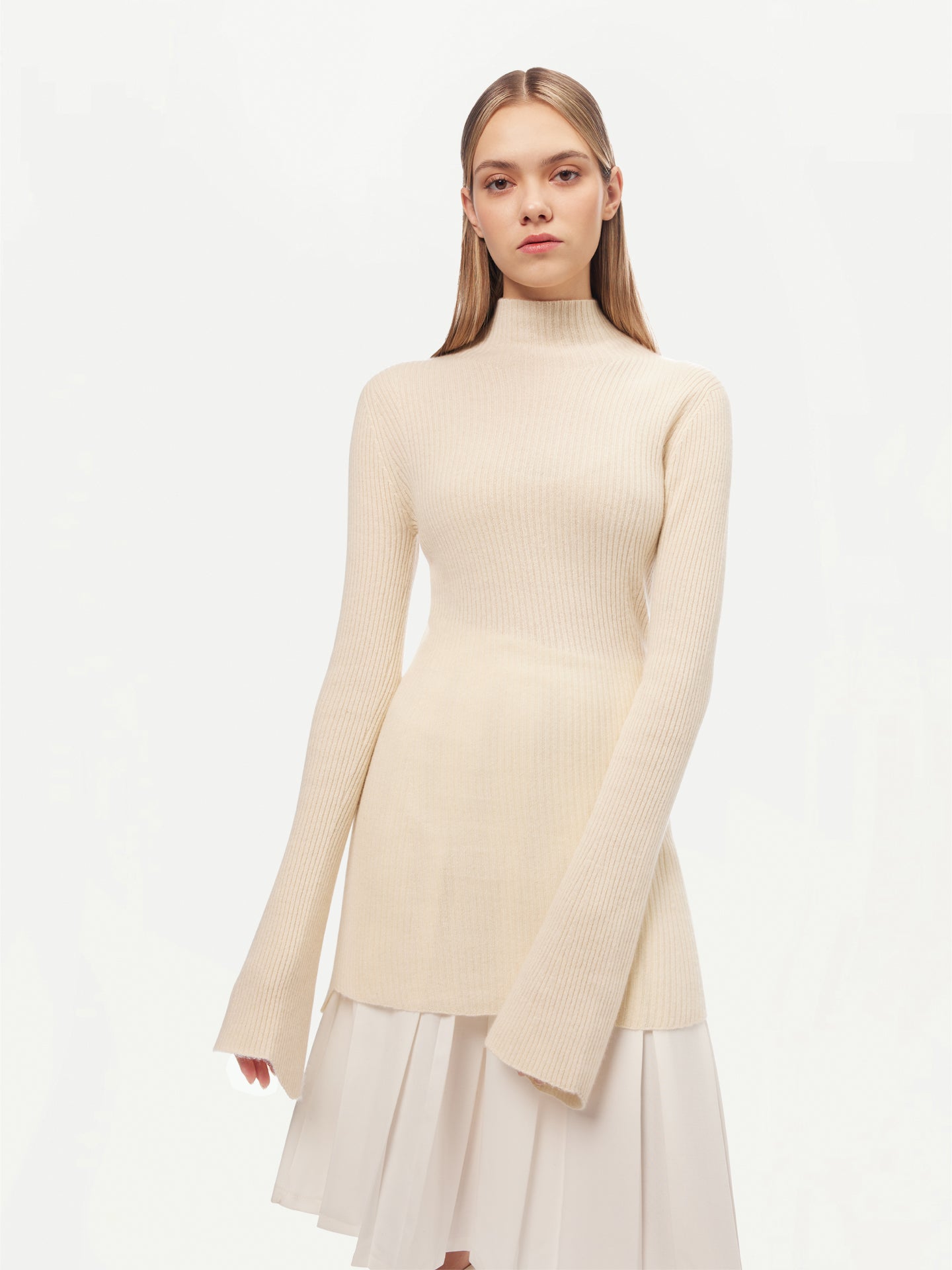GOBI Cashmere Bell-Sleeve Sweater - 3D-Knit Collection