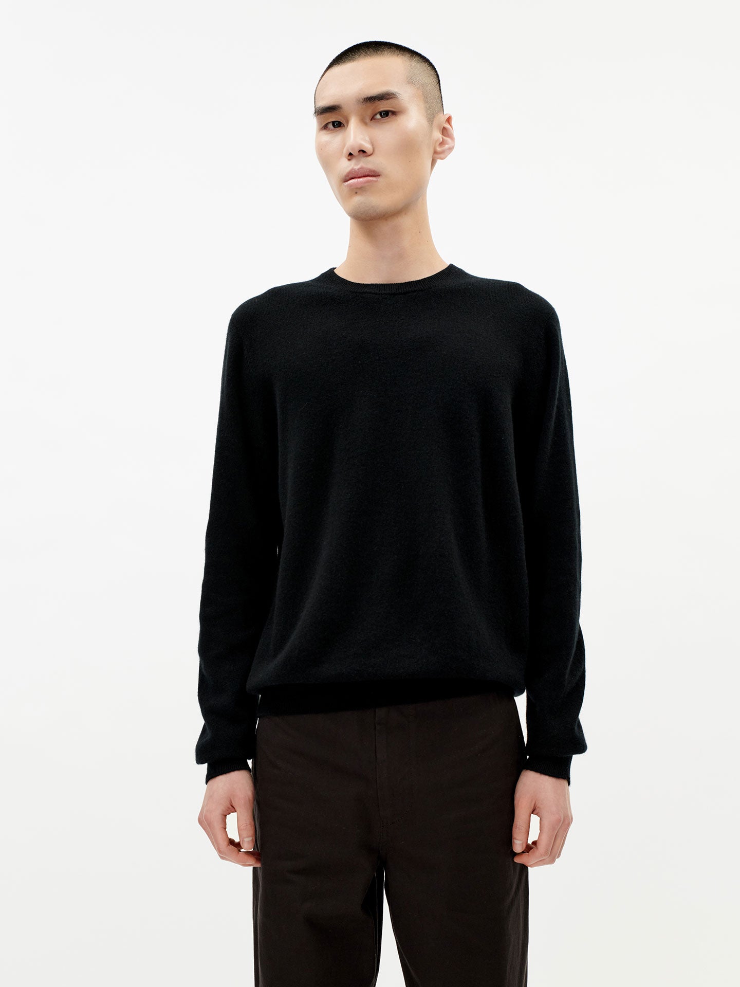 Men's Cashmere Crew Neck Black - Gobi Cashmere