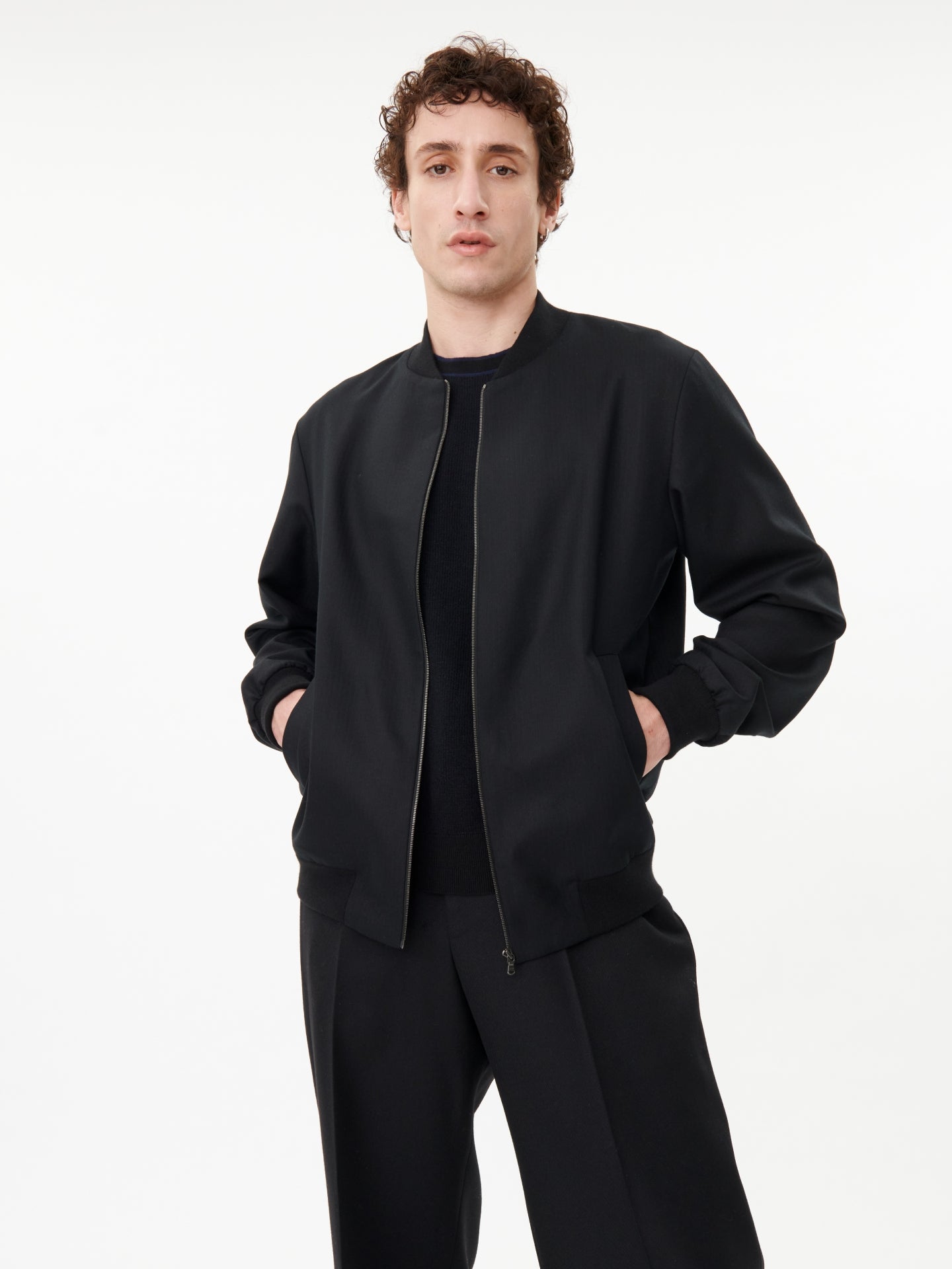 Unisex Cashmere Bomber Jacket Black - Gobi Cashmere