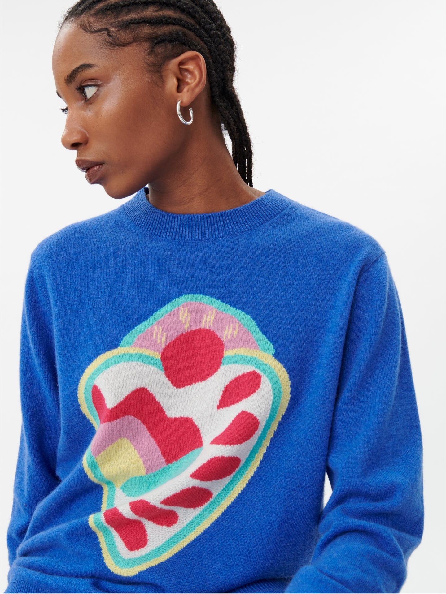 Blue Wool Cashmere Intarsia Sweater