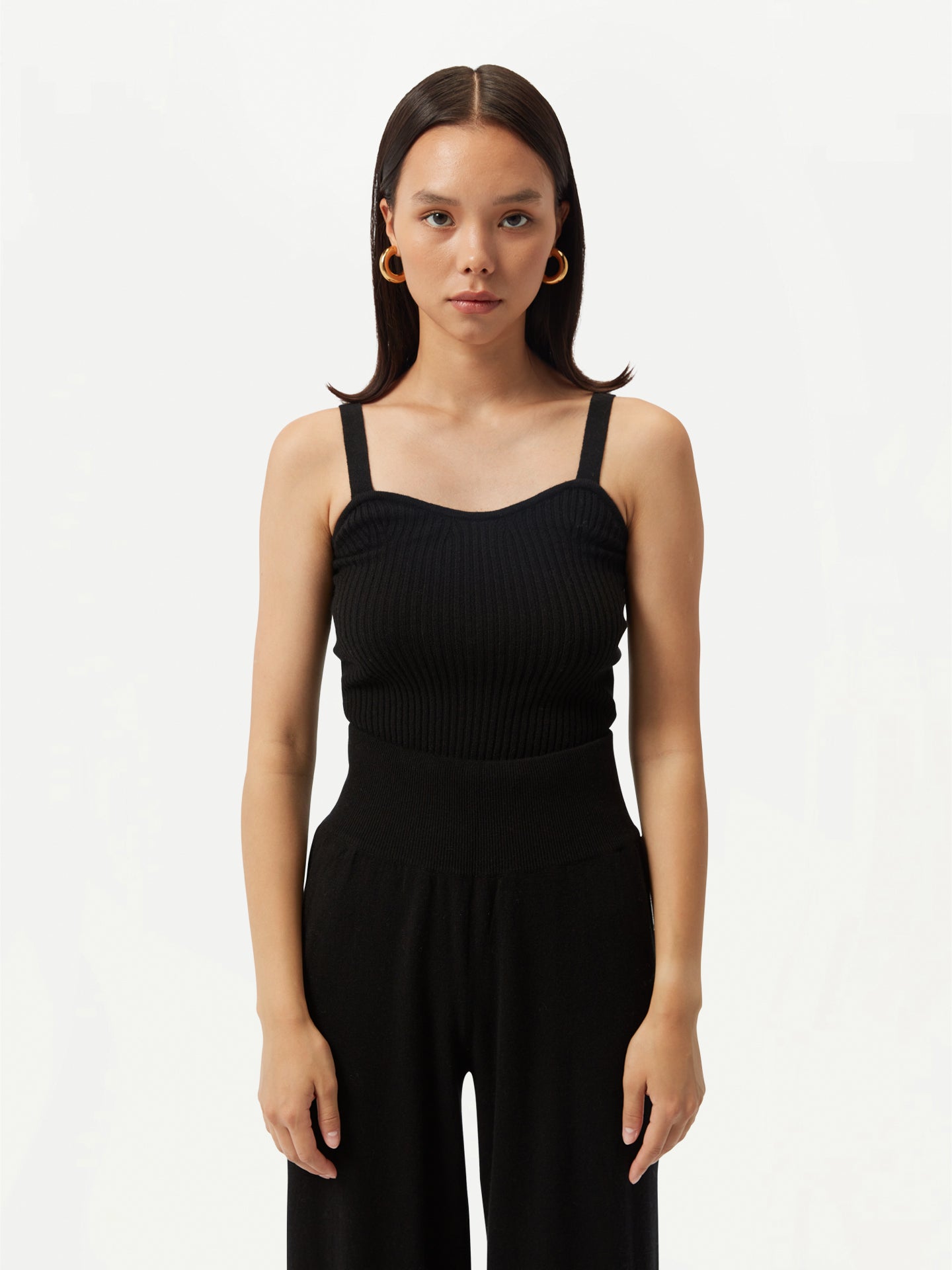 Women's Sweetheart-Neckline Cashmere Camisole Black - Gobi Cashmere