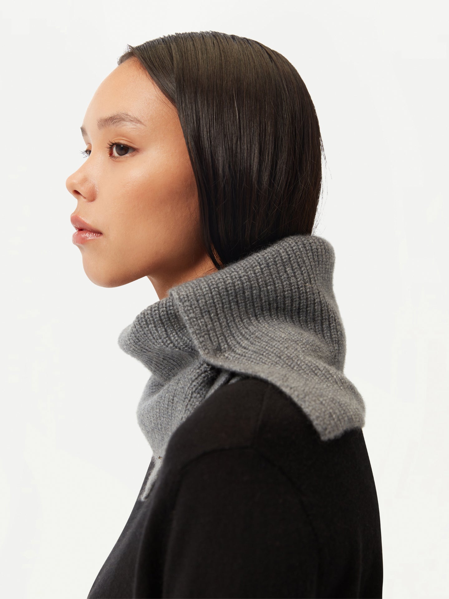 Unisex Snap-Button Cashmere Snood Dim Gray - Gobi Cashmere