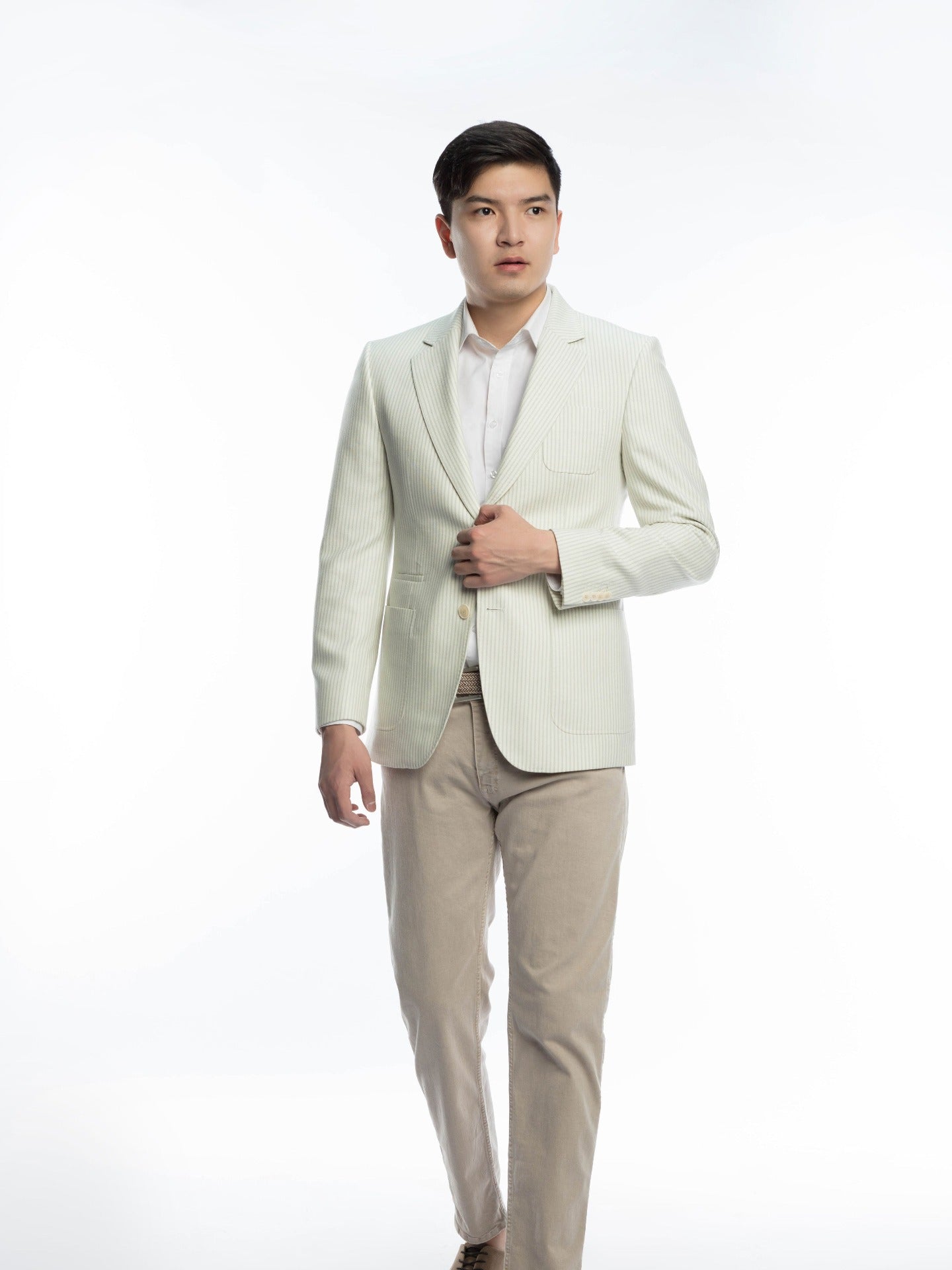 Men's Cashmere Slim Fit Unstructured Blazer White - Gobi Cashmere