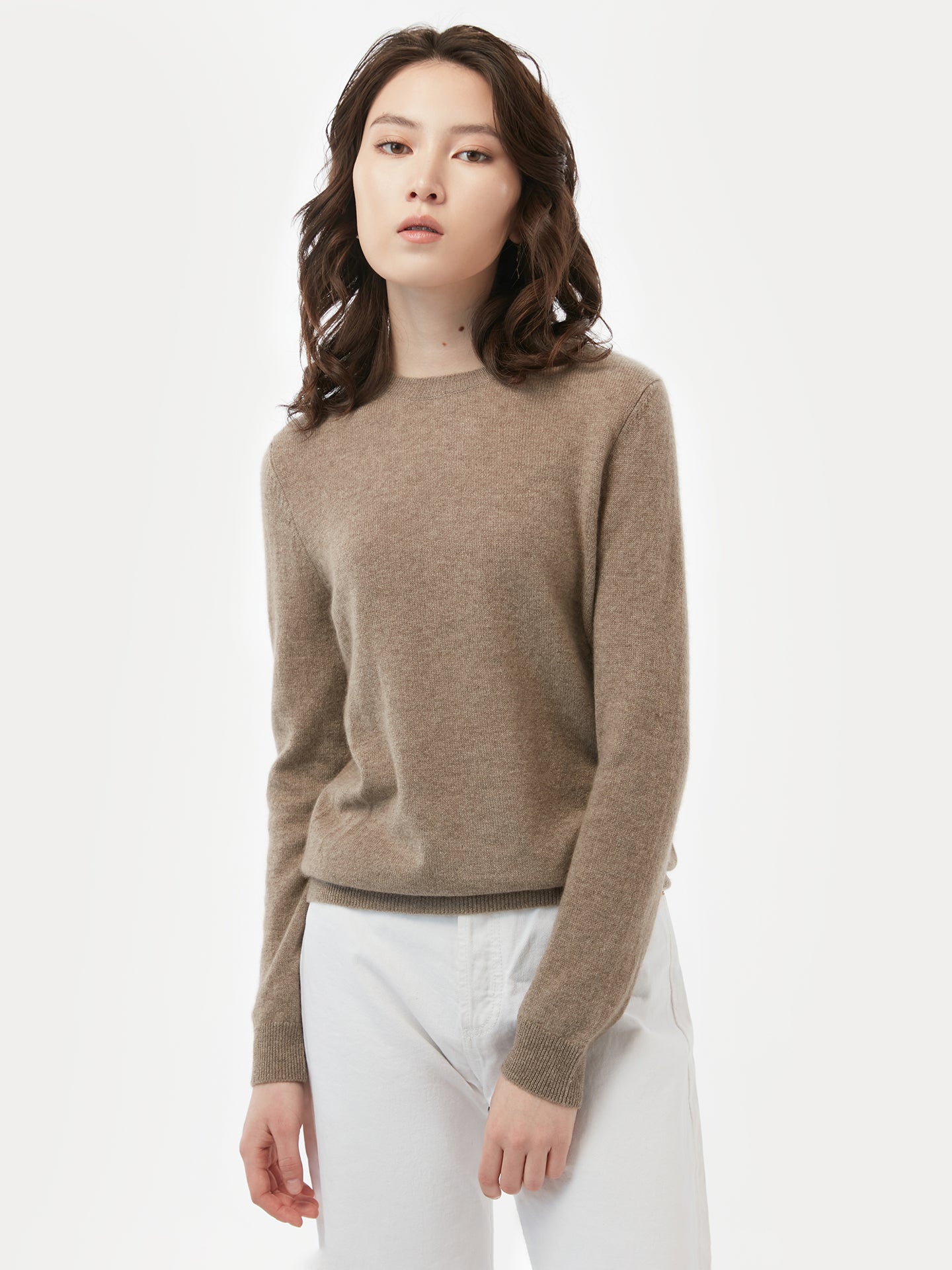 Fine-knit Cashmere Sweater - Taupe - Ladies