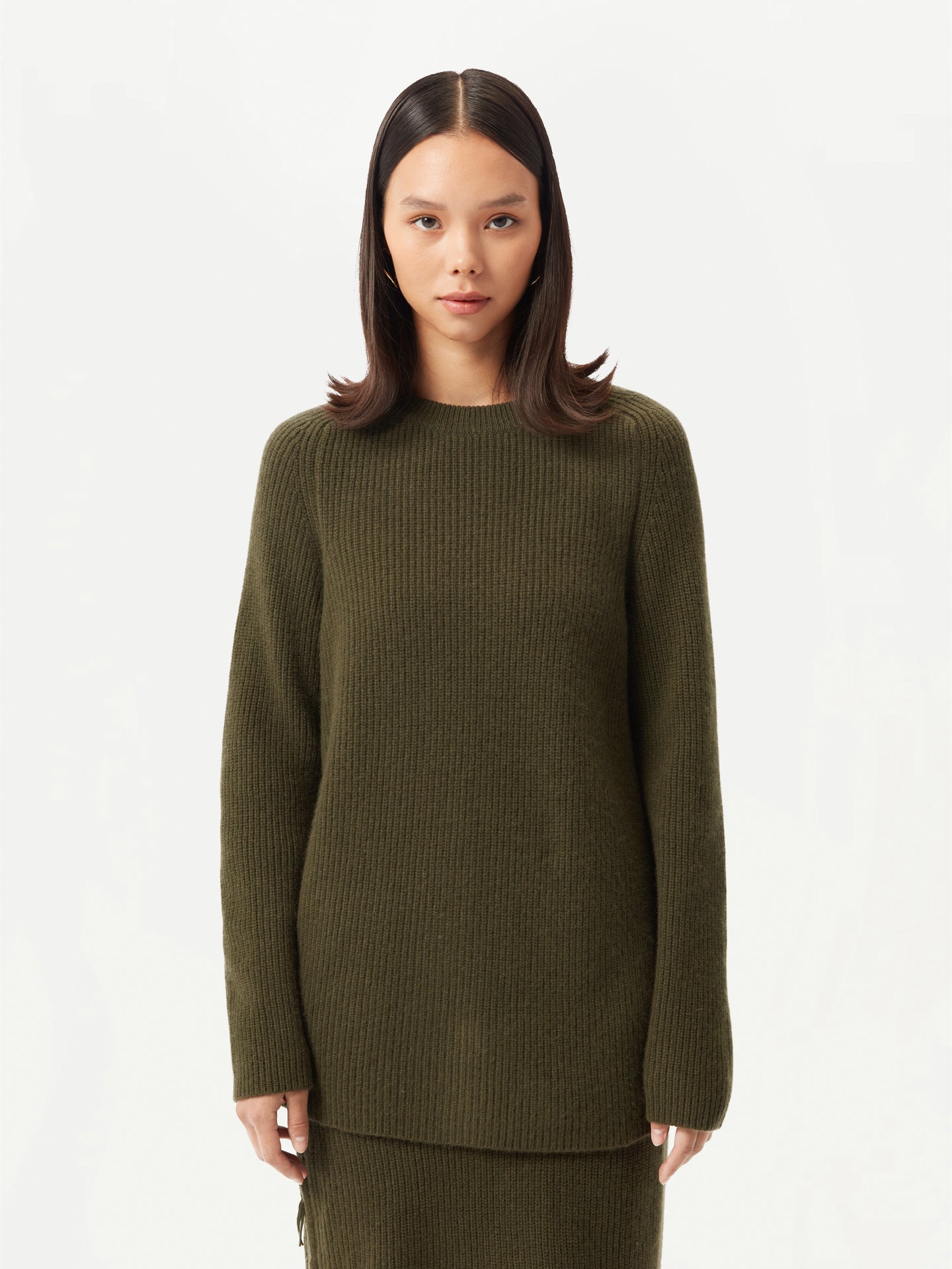 Women's Cashmere Sweater with Side Zippers Capulet Olive - Gobi Cashmere